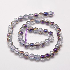 Electroplate Synthetic Crackle Quartz Bead Strands&nbsp;EGLA-J067-8mm-HR05