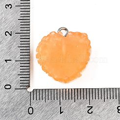 樹脂チャーム  ゼリー  プラチナアイアンループ付き  オレンジ  21x19x9mm  穴：2mm&nbsp;FIND-U031-11B-P