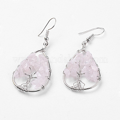 Natural Gemstone Dangle Earrings&nbsp;EJEW-P136-A