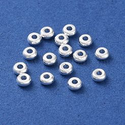 ラックメッキ真鍮スペーサービーズ  長持ちメッキ  鉛フリー＆カドミウムフリー  フラットラウンド  銀  3x1.5mm  穴：1mm&nbsp;KKB-I709-02A-S