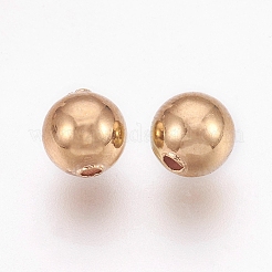 真鍮製スペーサービーズ  ニッケルフリー  18KGP本金メッキ  ラウンド  6mm  穴：1mm&nbsp;X-KK-Q735-211G