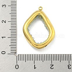 ファセット加工された天然石英の染色ペンダント  金メッキの304ステンレススチールエッジが付いた不規則な楕円形のチャーム  淡緑色  27x19x5mm  穴：1.4mm&nbsp;STAS-K273-04G-04