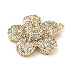 Rack Plating Brass Micro Pave Clear Cubic Zirconia Pendants&nbsp;KK-G515-63G-02