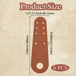 PUレザーローラースケートつま先ガード  キャメル  180x40~55x1.5mm  穴：5.5mm/ 20.5mm&nbsp;FIND-CY0001-98A