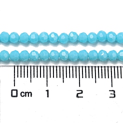 不透明ガラスビーズスタンド  ファセット（32ファセット）  ラウンド  ライトスカイブルー  3~3.5mm  穴：0.6mm  約163~166個/連  50~51cm&nbsp;EGLA-A035-P3mm-D08