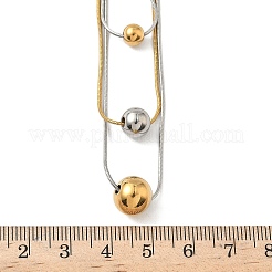 304 Stainless Steel Round Bead Snake Chain 3 Layer Necklaces for Women&nbsp;NJEW-G173-02B-GP