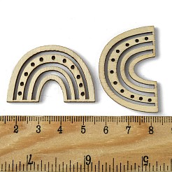 100個の木製ペンダント  レインボーチャーム  ベージュ  25x38.5x2.5mm  穴：1.6mm  100個/セット&nbsp;WOOD-G020-02