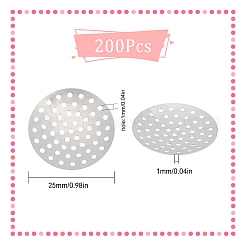 真鍮製指輪リング/ブローチパーツ/シャワー台  穴あきディスクのセッティング  プラチナ  25x1mm  穴：1mm  200個/箱&nbsp;KK-SC0002-65