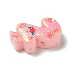 電気メッキ番号テーマ樹脂ビーズ  2  30x19x11mm  穴：1.8mm&nbsp;RESI-Q015-01C