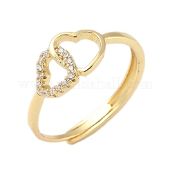 Brass Micro Pave Cubic Zirconia Adjustable Finger Rings for Women&nbsp;RJEW-C132-07G