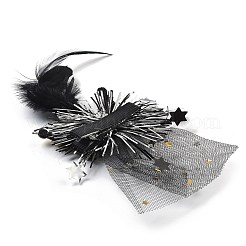 新年パーティー用アイロンヘアクリップ  メッシュ  ペットと金の玉ねぎの布のヘアアクセサリー  クラウン  160x85x16mm&nbsp;LS-OHAR-R102-01B