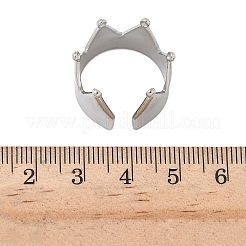 女性用304ステンレススチールオープンカフリング  クラウン  ステンレス鋼色  15mm  調整可能&nbsp;RJEW-A079-09A-P