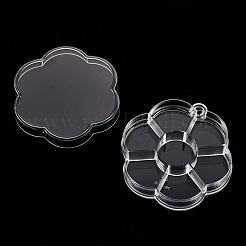 プラスチックビーズ収納ケース  7のコンパートメント  花  透明  8.2x7.95x1.6cm  穴：6mm&nbsp;CON-S043-035