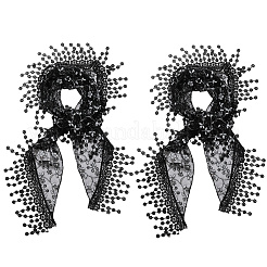 女性用布製ポリエステルヘッドバンド  三角ヘアアクセサリー  ブラック  1000x310x0.5mm&nbsp;OHAR-WH20012-01A-03