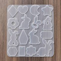 動物のイヤリングペンダント DIY シリコン型  レジン型  UVレジン用  エポキシ樹脂工芸品作り  兎  137x123x4mm  内径：18~37.5x15.5~30mm  穴：1.7mm&nbsp;DIY-Q033-02B
