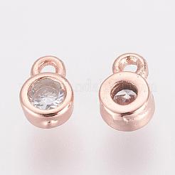 Brass Cubic Zirconia Charms&nbsp;ZIRC-P068-01RG