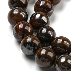 天然イエロータイガー鉄ビーズ連売り  ラウンド  8~8.5mm  穴：1.4mm  約45個/連  14.84~14.96インチ（37.7~38cm）&nbsp;G-C079-A03-02
