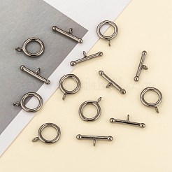 真鍮製リングマンテル  ガンメタ色  リング：19x14x3mm  バー：7x22x4mm  穴：1.5mm&nbsp;KK-L116-30B