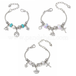 3 Pcs 3 Styles Alloy Snake Chain Charms Bracelets&nbsp;BJEW-JB11448