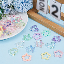 45個3スタイル透明アクリルパーツ  ABカラーメッキ  混合図形  25~30x27.5~30.5x5~7mm  穴：1.8~2.5mm  15個/スタイル&nbsp;OACR-PA0002-16