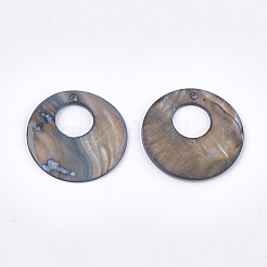 淡水シェルペンダント  染め  フラットラウンド  バリーウッド  30~30.5x2~3mm  穴：2~3mm&nbsp;SHEL-S276-07C