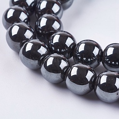 非磁性合成ヘマタイトビーズ連売り  ラウンド  10mm  穴：1.2mm  約40~42個/連  16インチ&nbsp;G-H1624-10mm-3