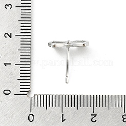 DIY 真鍮イヤリング金具  カドミウムフリー＆ニッケルフリー＆鉛フリー  カン付き  18KGP本金メッキ  蝶結び  プラチナ  8.5x13mm  穴：1mm  ピン：11.5x0.7mm&nbsp;LS-KK-E791-10P