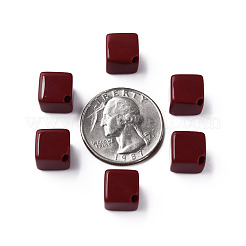 不透明なアクリルビーズ  キューブ  暗赤色  13x14.5x14.5mm  穴：2mm  約530個/500g&nbsp;MACR-S373-135-A01