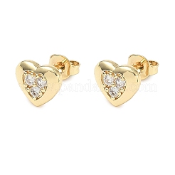 Brass Micro Pave Clear Cubic Zirconia Stud Earrings&nbsp;EJEW-D323-04G