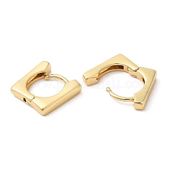 ラックメッキ真鍮スクエアフープピアス  鉛フリー＆カドミウムフリー  18KGP本金メッキ  13x12.5x3mm&nbsp;EJEW-D061-07G