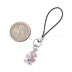 花柄透明アクリル携帯ストラップ12個  プラチナ  83mm  ペンダント：29.5x13x11mm  12個/セット&nbsp;HJEW-JM03281