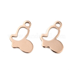 イオンプレーティング（IP）304ステンレススチールチャーム  蝶  ローズゴールド  14x10x1mm  穴：2mm&nbsp;STAS-L159-10RG