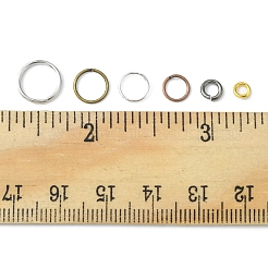 12種類のDIY真鍮＆鉄オープン丸カンセット  ラウンド  チェーンメイル織り用  ミックスカラー  4~10x0.8~1mm  内径：2.4~8mm&nbsp;DIY-FS0004-12