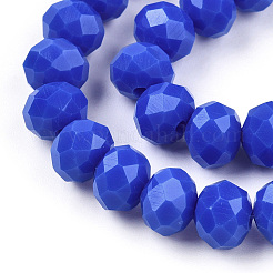 オペークソリッドカラーガラスビーズ連売り  多面カット  ロンデル  藤紫色  2.3~2.7x1.5mm  穴：0.4mm  約135~140個/連  26~27cm&nbsp;LS-EGLA-A034-P1mm-D32