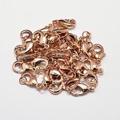 PVD Vacuum Plating Brass Lobster Claw Clasps for Jewelry Necklace Bracelet Making&nbsp;KK-I599-12mm-RG-RS