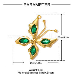 304 Stainless Steel Cubic Zirconia Pendants&nbsp;STAS-OY010-05G