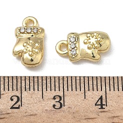 クリスマス合金クリスタルラインストーンペンダント  鉛フリー＆カドミウムフリー  ゴールドカラー  グローブ  13.5x7.5x4mm  穴：1.5mm&nbsp;FIND-L026-01D-G