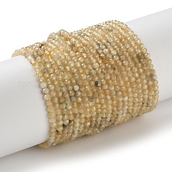 天然黄色ガーネットビーズ連売り  ラウンド  多面カット  3mm  穴：0.9mm  約150個/連  15.47''（39.3センチメートル）&nbsp;G-Z129-B01-3mm