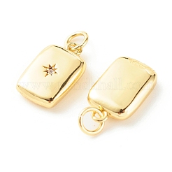 Brass Micro Pave Clear Cubic Zirconia Pendants&nbsp;ZIRC-P094-17G-RS