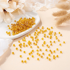 ピカソ ベーキングペイント ガラスシードビーズ  双円錐形  ゴールデンロッド  4~4.5x3.5~4mm  穴：0.9~1.2mm&nbsp;SEED-TA0001-62B