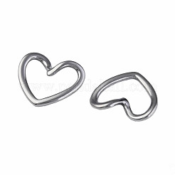 変色しない304ステンレススチール製リンクリング  ハート  ステンレス鋼色  15x17x3.5mm  穴：7x13mm&nbsp;STAS-N087-56P