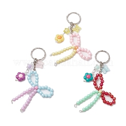 Opaque Acrylic Beads with Brass Crimp Beads and Iron Split Key Rings Keychains&nbsp;KEYC-JKC01188