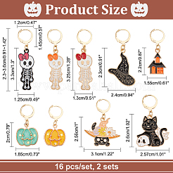 Halloween Theme Alloy Enamel Pendant Stitch Markers&nbsp;HJEW-AB00230