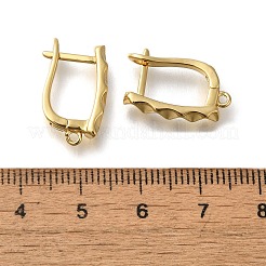 ラックメッキ真鍮フープピアスのパーツ  長持ちメッキ  鉛フリー＆カドミウムフリー  18KGP本金メッキ  18x11.5x3.5mm  穴：1.2mm  ピン：0.8x11mm&nbsp;EJEW-H143-03G