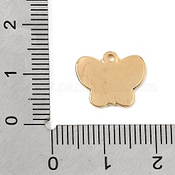 ピンクのエナメルチャーム付き304ステンレススチール製  蝶のチャーム  ゴールドカラー  11.5x14x1.5mm  穴：1.5mm&nbsp;SA-CBAFCDF-02G