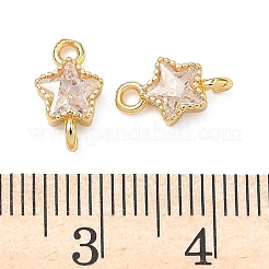 Brass Pave Cubic Zirconia Star Connector Charms&nbsp;LS-KK-P348-08G-03