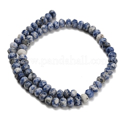 天然ブルースポットジャスパービーズ連売り  多面カット  ロンデル  8x5.5mm  穴：1.2mm  約69個/連  15.16''（38.5センチメートル）&nbsp;G-Z111-A32