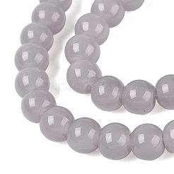 ジェイド風ガラスビーズ連売り  ラウンド  濃いグレー  6~6.5mm  穴：1.4mm  約67~70個/連  14.76インチ〜15.16インチ（37.5~38.5cm）&nbsp;GLAA-T032-J6mm-10