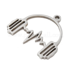 変色しない201ステンレススチールペンダント5個  レーザー切断  イヤホンチャーム  ステンレス鋼色  15.5x17x1mm  穴：1.2mm&nbsp;STAS-B064-10P
