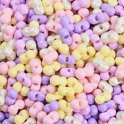 ガラスシードビーズ  丸い穴  ピーナッツ  ライラック  3.5x6x3.5mm  穴：0.8mm  約4500個/ポンド&nbsp;SEED-K010-03F